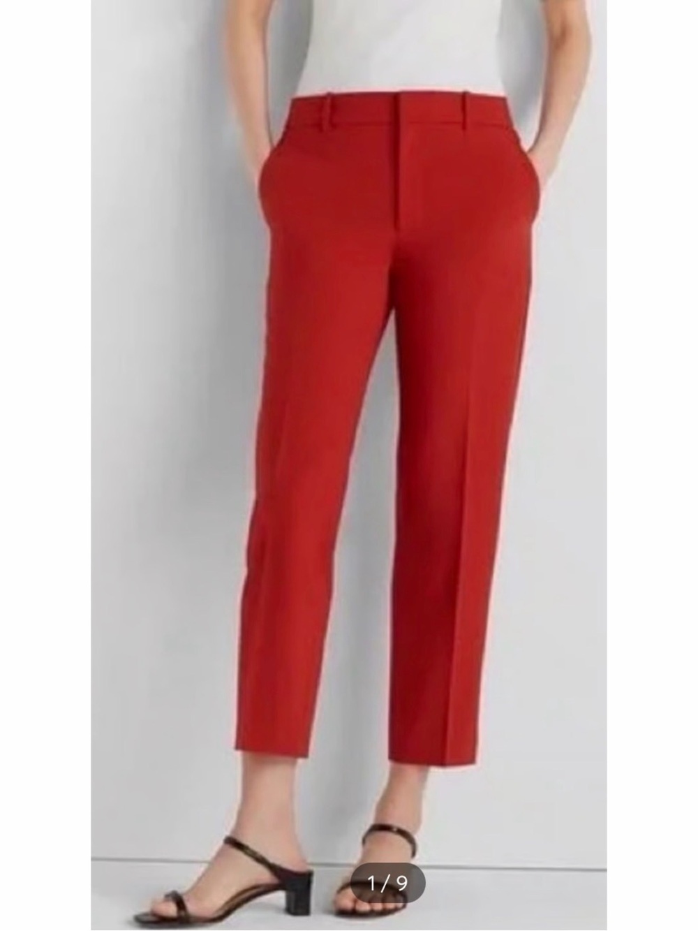 Club Monaco Cropped Straight Leg Pants Red